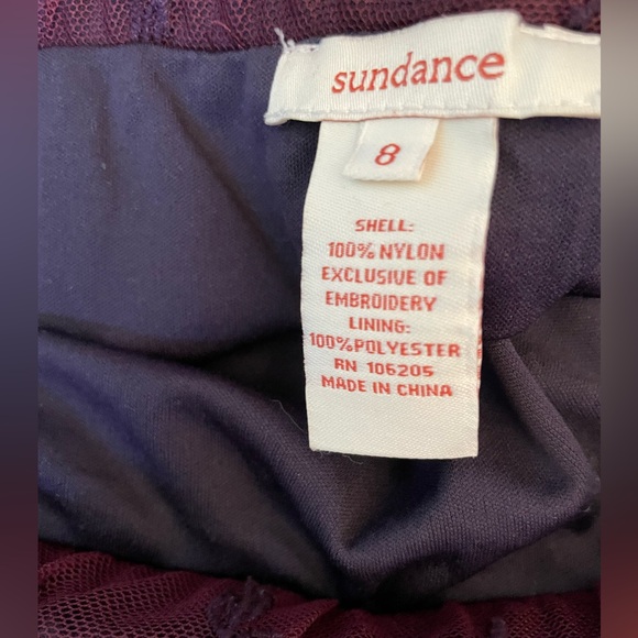 Sundance Lace with embroidery scalloped Hem purple  size 8 midi  skirt boho - Picture 3 of 4